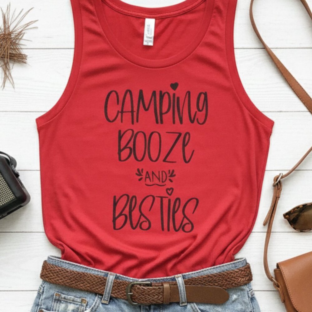 "Camping Booze & Besties" Graphic Tank